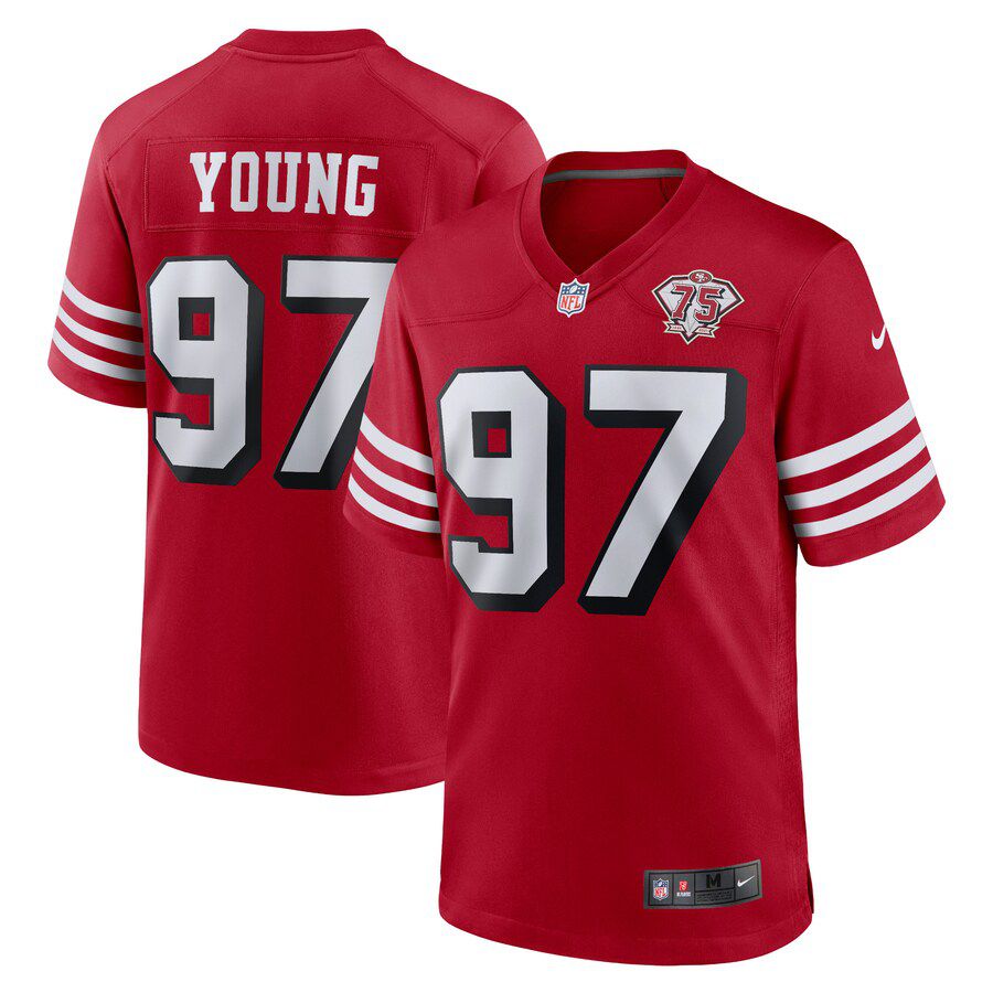 Men San Francisco 49ers #97 Bryant Young Nike Scarlet 75th Anniversary Alternate Game Player NFL Jersey->san francisco 49ers->NFL Jersey